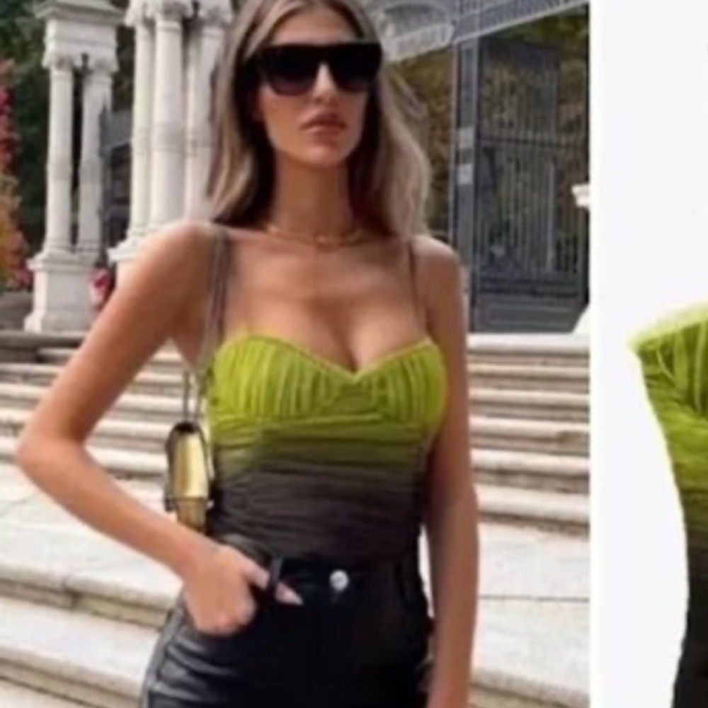 Zara mesh Green and Black ombré Top size M - Picture 2 of 4